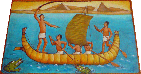 Boat on the Nile, oil-painting