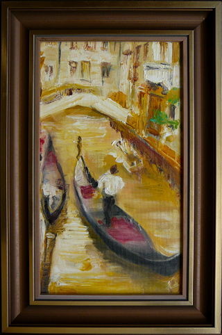 Venice - gondolas, oil-painting